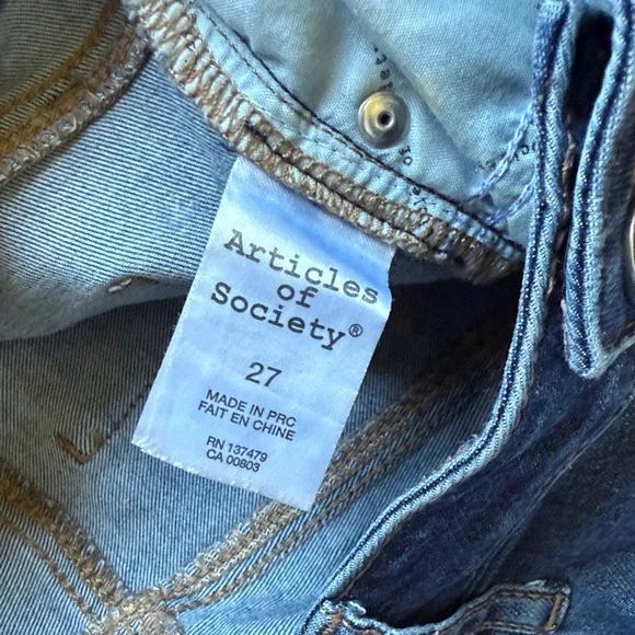 Articles Of Society Dark Blue Distressed Skinny Jeans - Picture 3 of 6